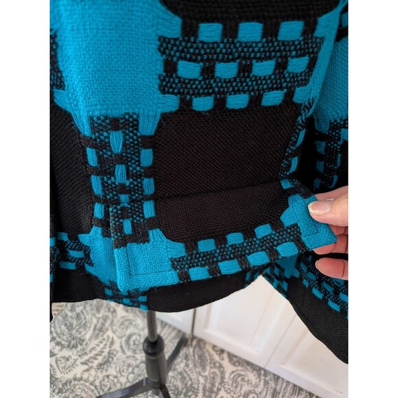 Eccoci Wool/Cashmere Jacket Womens 10 Turquoise Black Plaid Double Breasted Chic - Picture 5 of 13